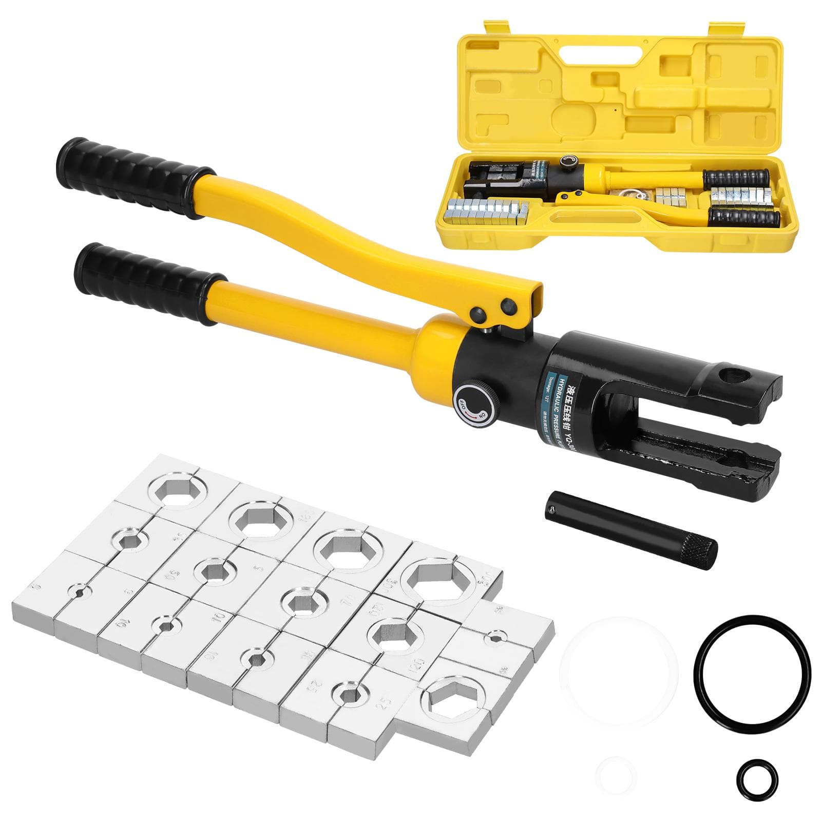 YQ-300 Hydraulic Crimping Plier with Dies Manual Hydraulic Hose Crimping Tool Set Copper Aluminum yellow