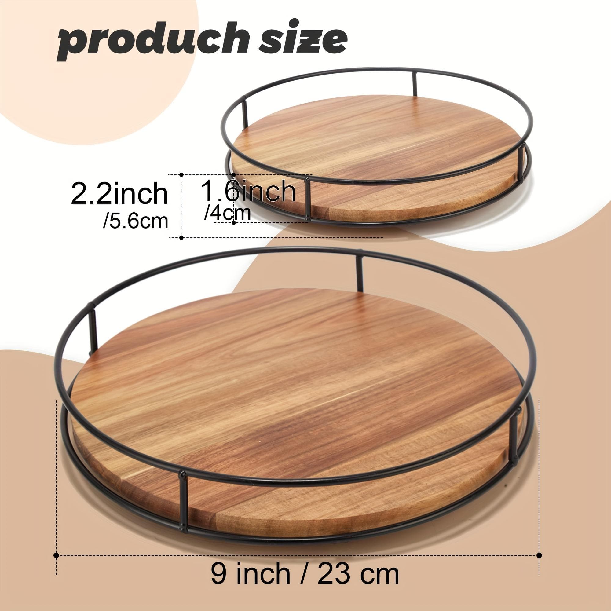 1pc Wooden Lazy Susan Storage Rack - Solid Wood Turntable Organizer for Cabinet, Pantry, Kitchen, Countertop, Rotating Tray for Sundries 9 inches