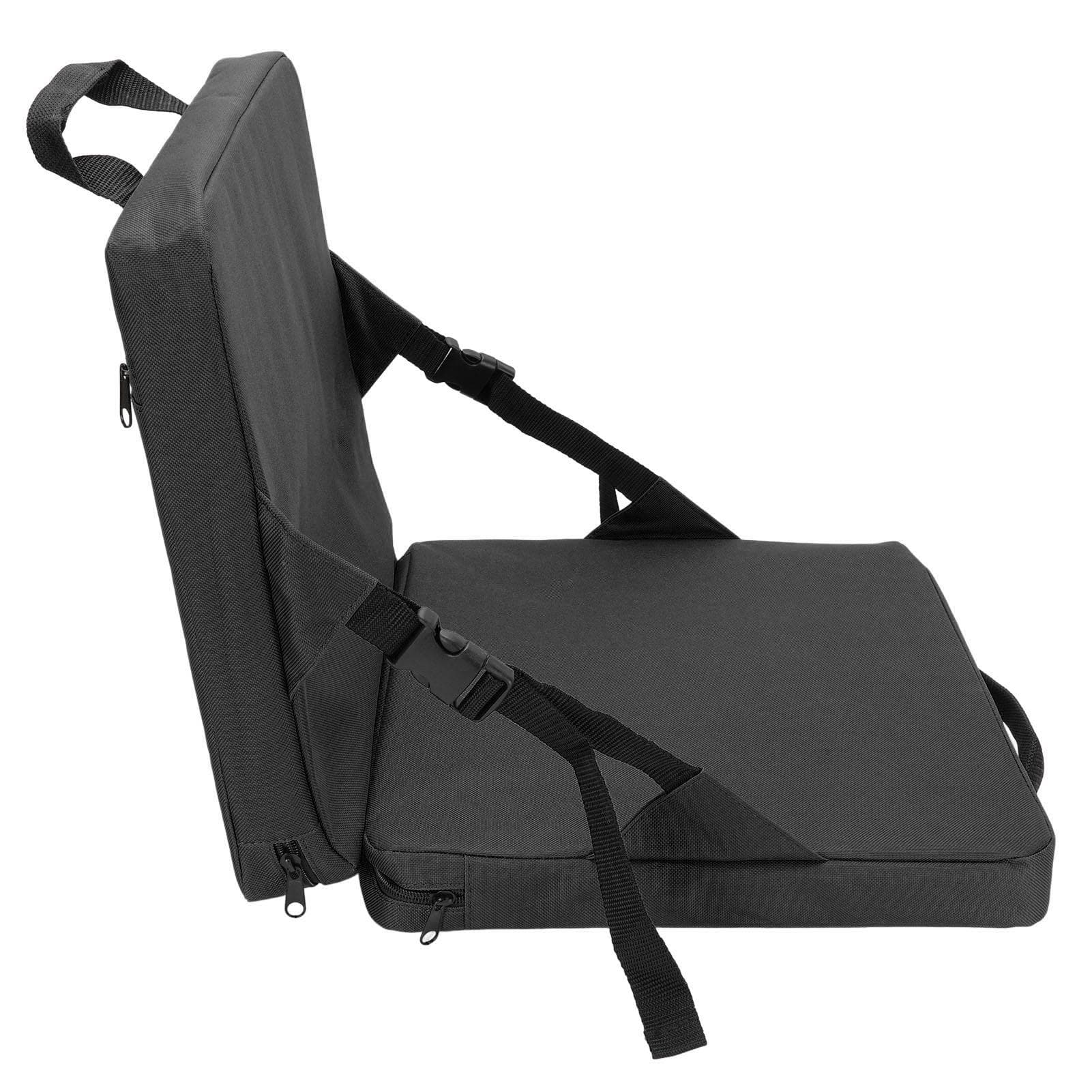 Folding Stadium Seat Cushion with Back Support Portable Handle Bleacher Cushion for Outdoor Black black