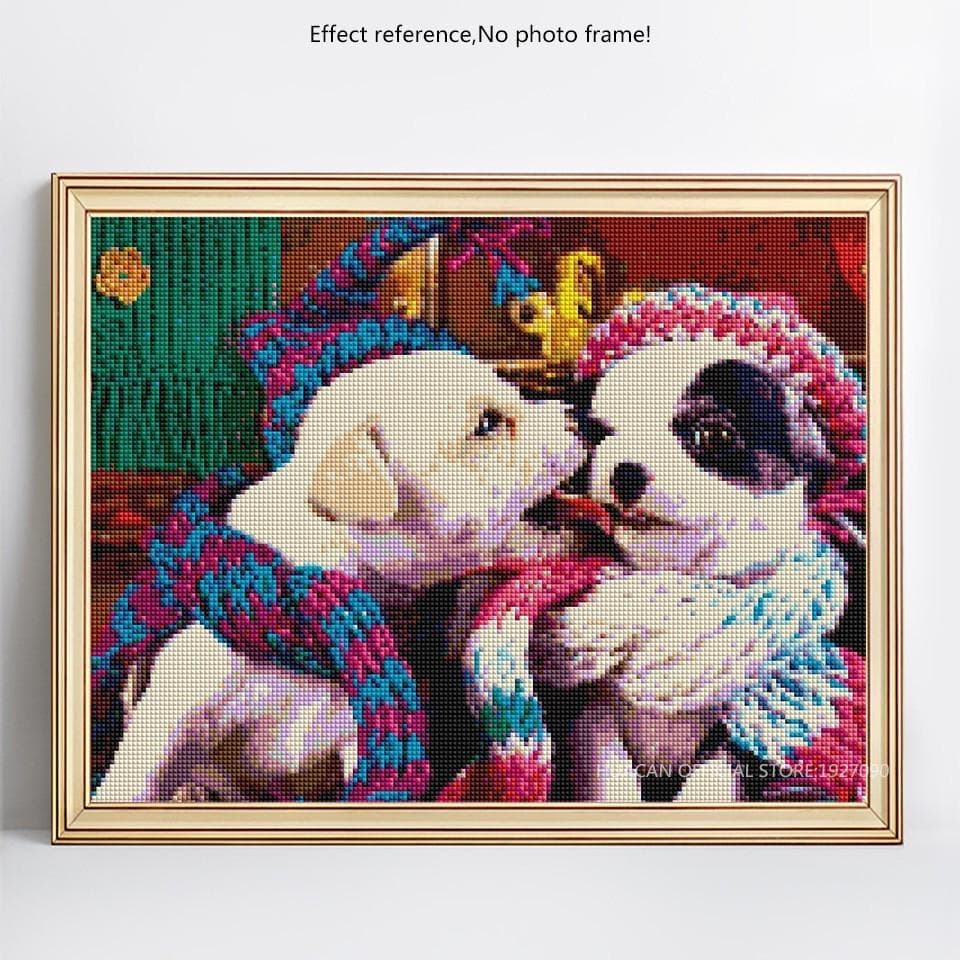 Diamond Painting Dog Diamond Embroidery Full Drill Round Animal Picture 20X30CM