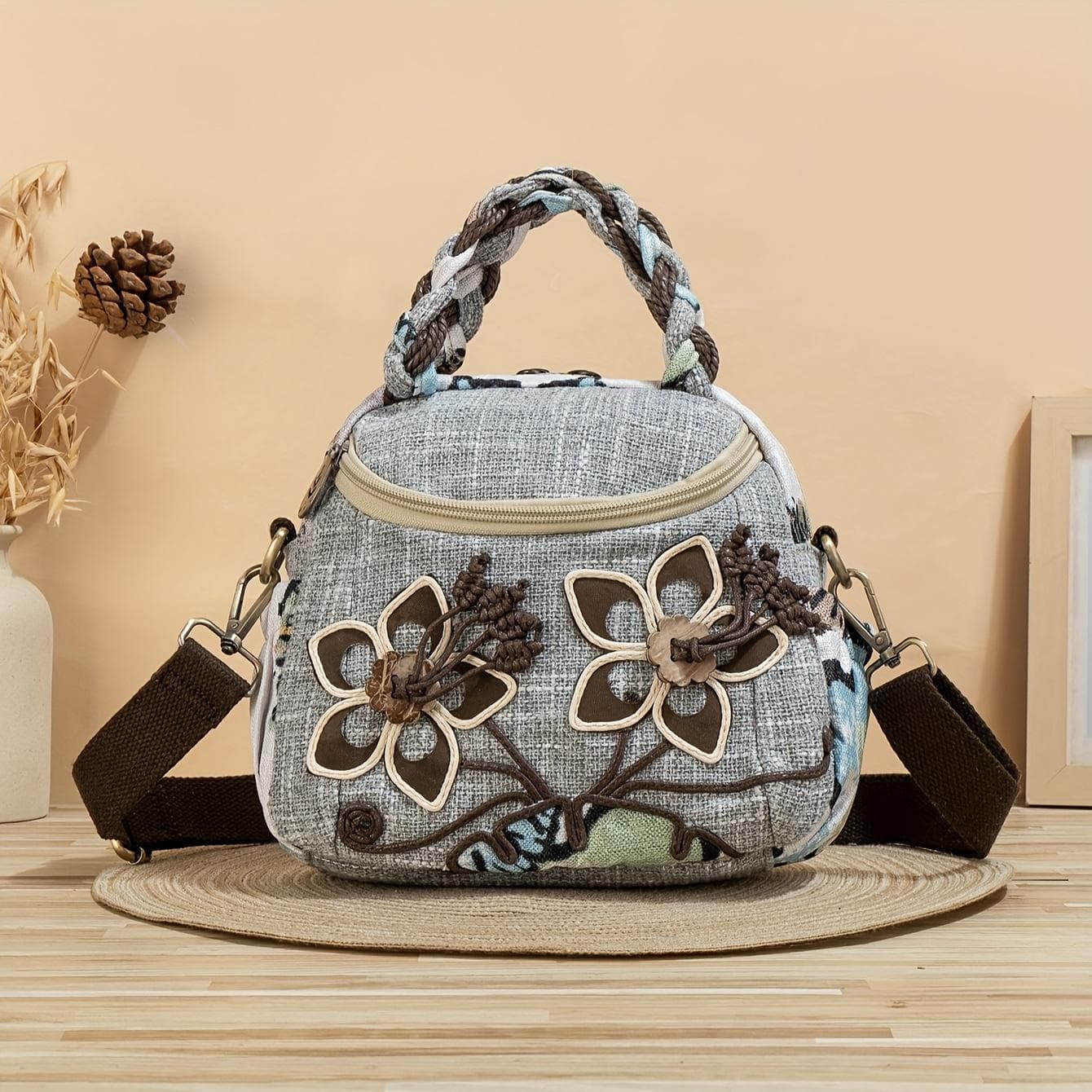 Mini Ethnic Style Crossbody Bag, Vintage Shoulder Bag, Women's Retro Handbag & Coin Purse