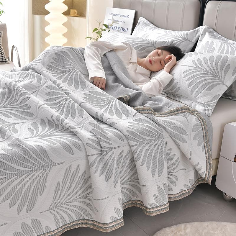 Bonenjoy Bedspread Leaves Style Jacquard Blanket Sofa Towel Decor Summer Quilt High Quality Gift edredon (Pillowcase Need Order) 150x200cm 1pc