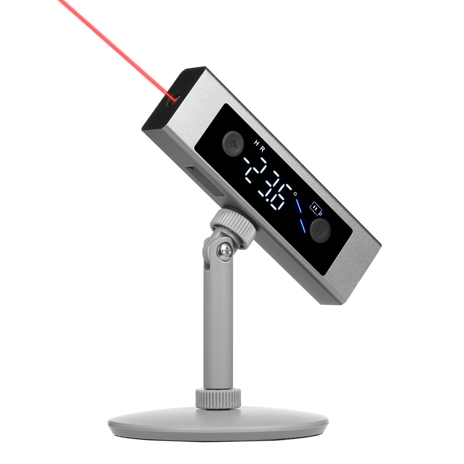 Digital Angle Finder, Rechargable Digital Angle Gauge, Wood Working Tools and Assecories, Cube Rangefinder with Bracket & Single Laser silver
