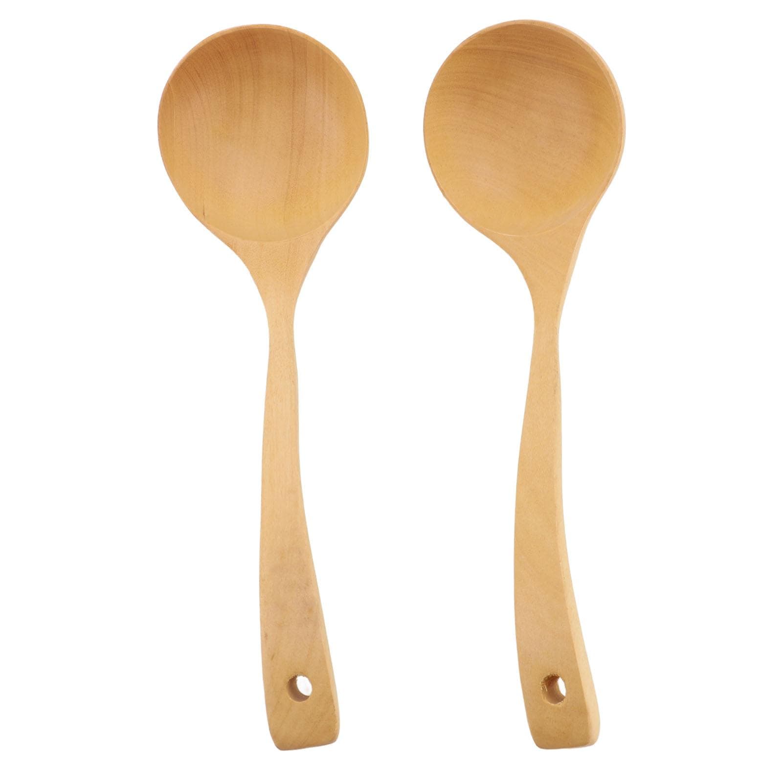 2PCS Wooden Spoon Ladle for Cooking Long Handle Kitchen Serving Spoon Soup Ladle Cooking Utensil