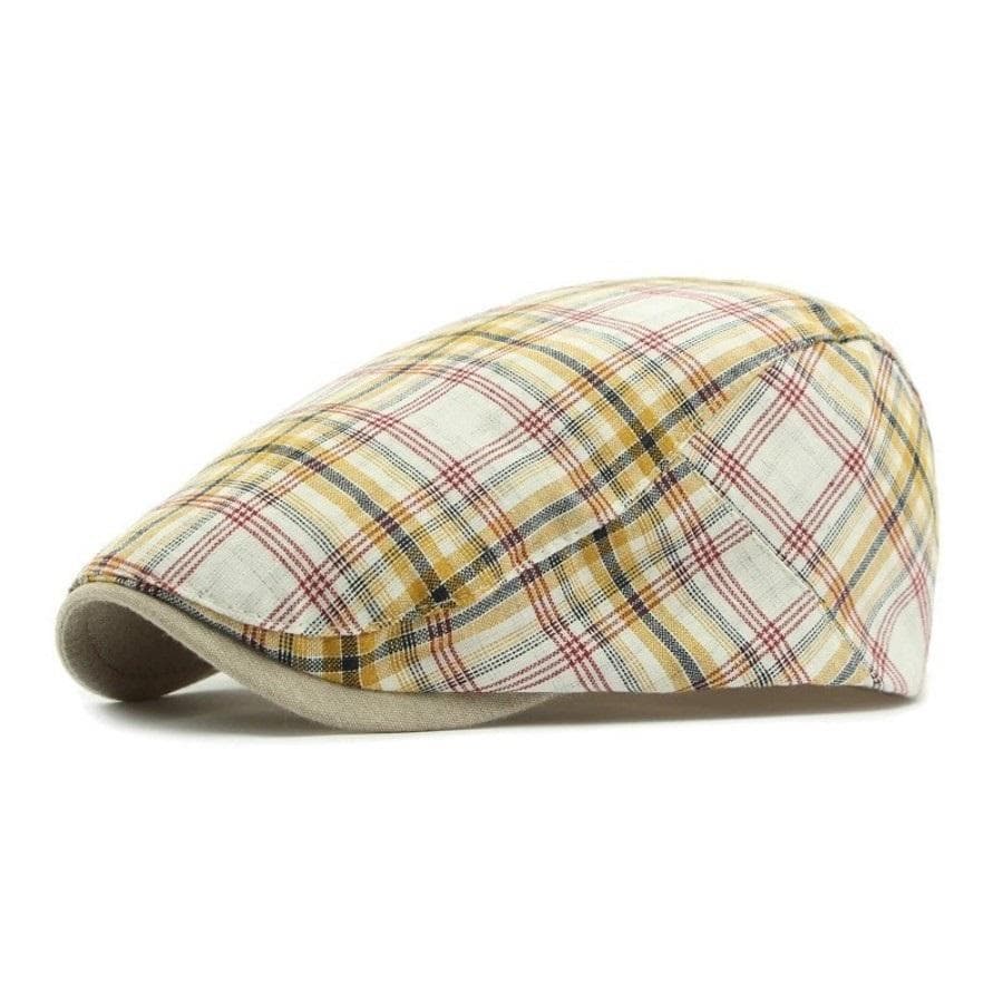 Sun Hat Summer Breathable Beret Cap Plaid Bright Check Beret Hat Outdoor Sun Protection Men's Women's Dad Hat Forward Cap Visor 58cm