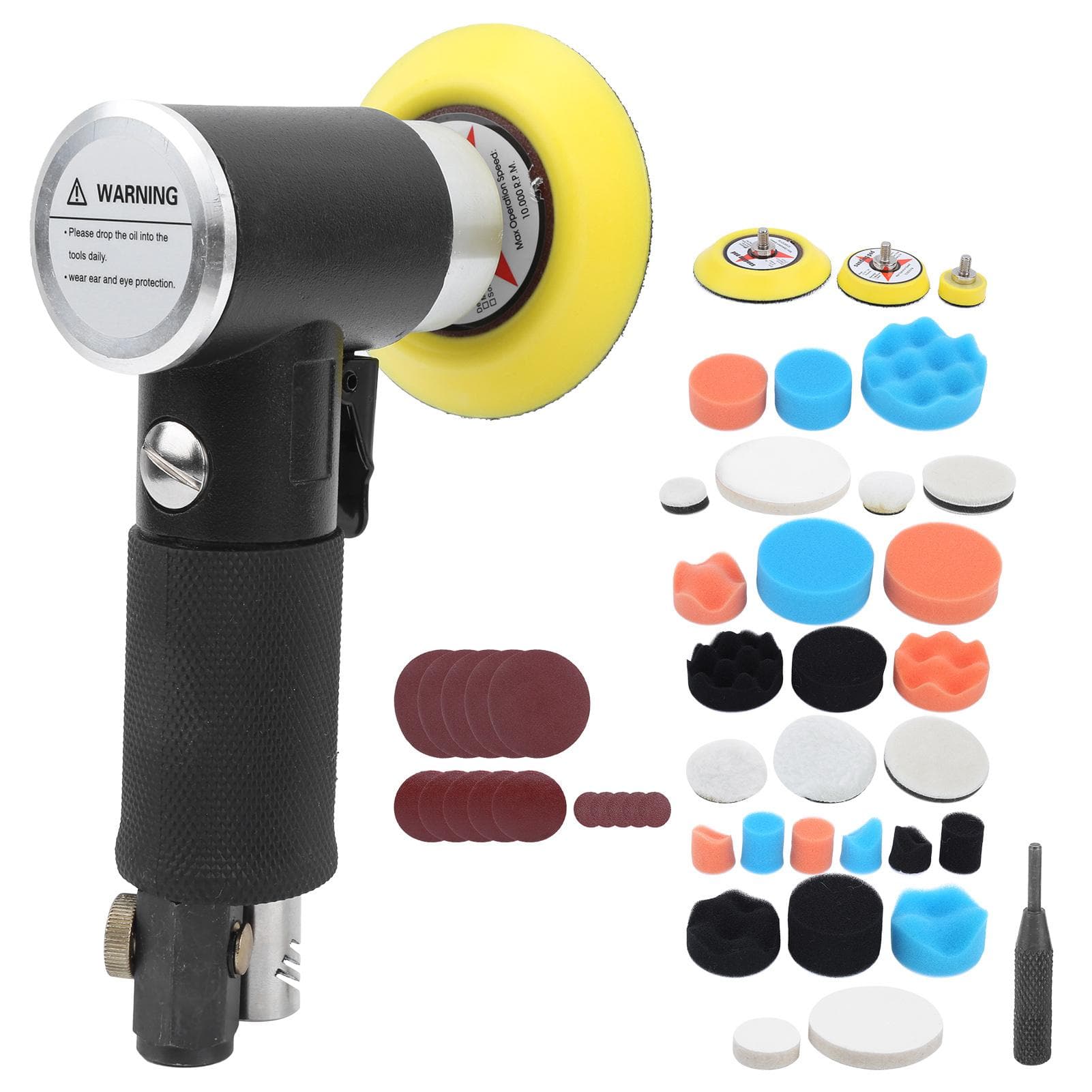 48Pcs Air Sander Black Eccentric Pneumatic Car Waxing Polishing Sanding Machine AT?1500(Japanese