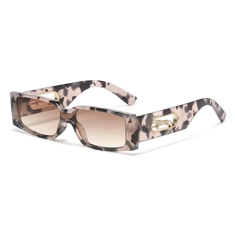 New Fashionable Cheetah Print Small Frame Women Sunglasses Retro UV400 Sunscreen High Quality As shown
