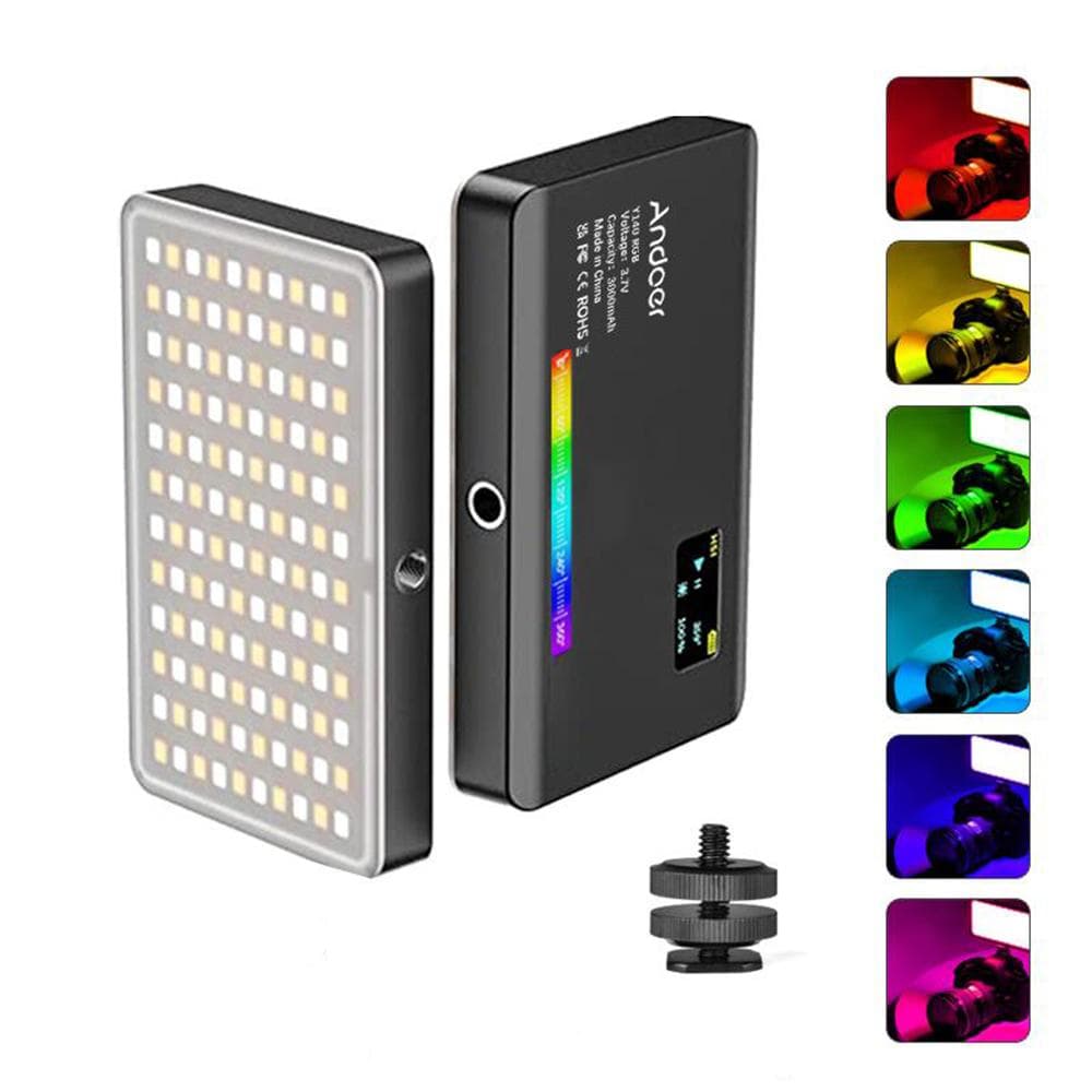 Andoer Y140 RGB LED Video Light Kit Pocket Video Conference Lighting CRI95+ 2500K-9000K Dimmable 26 LED Light Kit 1 black