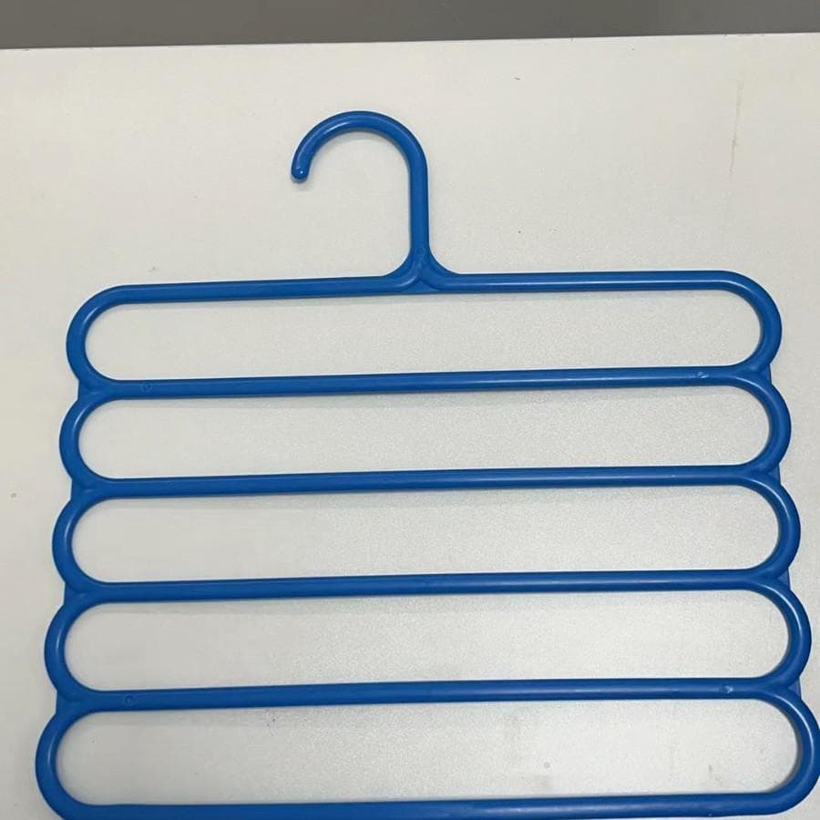 1pc 5-layer Plastic Multifunctional Pants Hanger For Storing Ties Scarves And Pants one-size blue