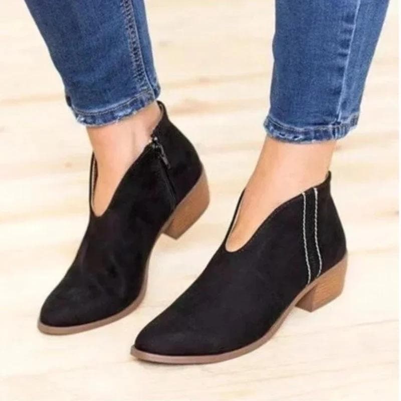 Fashion 2024 High Quality Women's Shoes Zip Women's Boots Fashion Leopard Print Modem Boots Brand Plus Size Square Heel Naked Boots 39 black