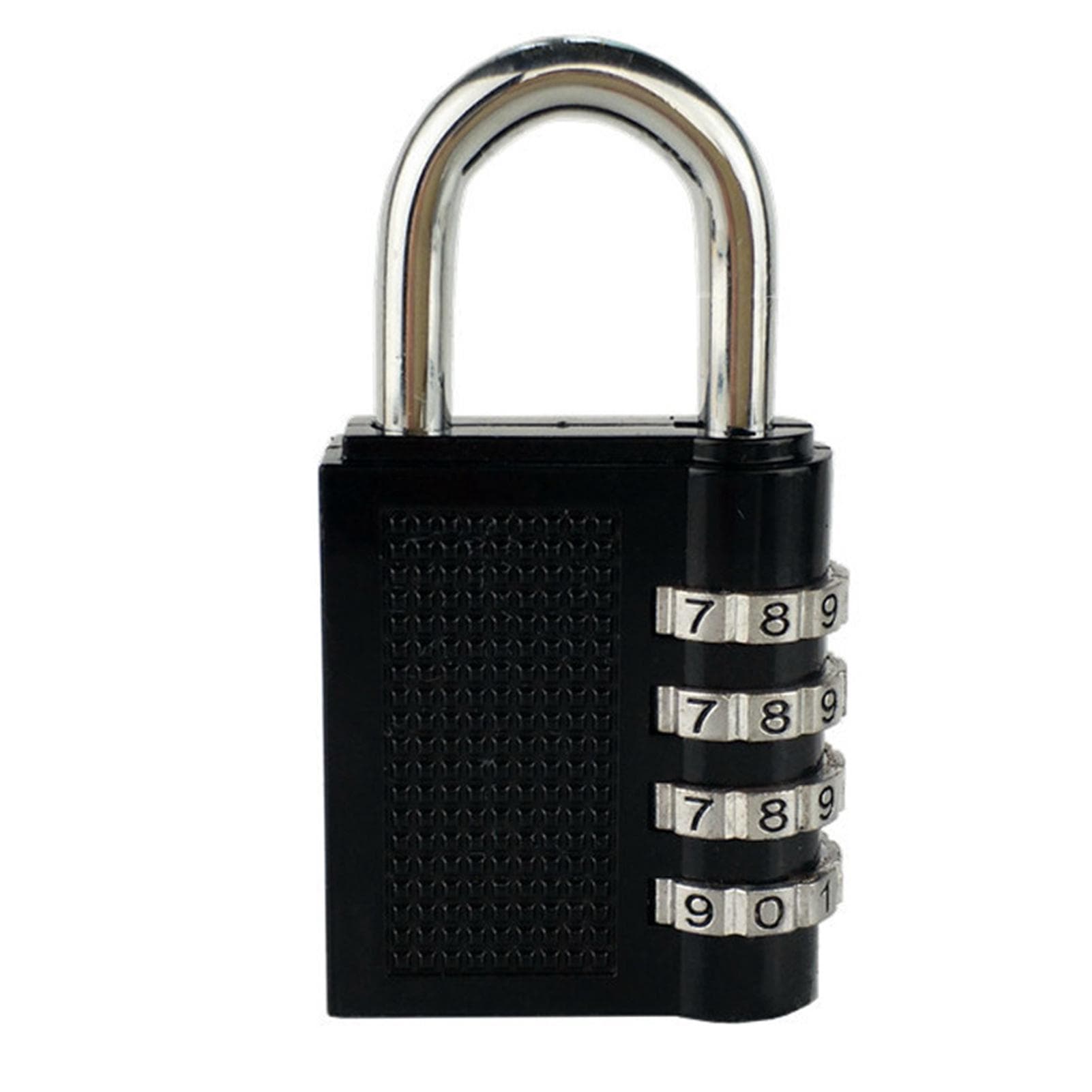 Combination Padlock 4 Dial Keyless Anti Theft Zinc Alloy Universal for Luggage Cases GYM black
