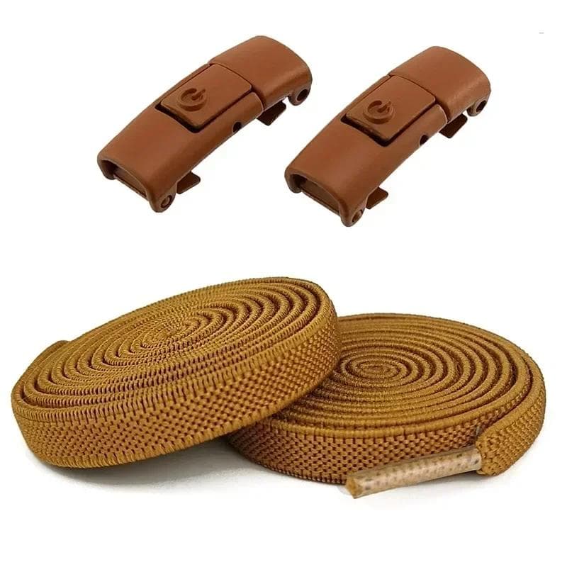 2Pairs Without Ties Elastic Laces No Tie Shoe Laces Press Lock Shoelaces Sneaker Kids Adult 8MM Widened Flat Shoelace for Shoes 100cm brown