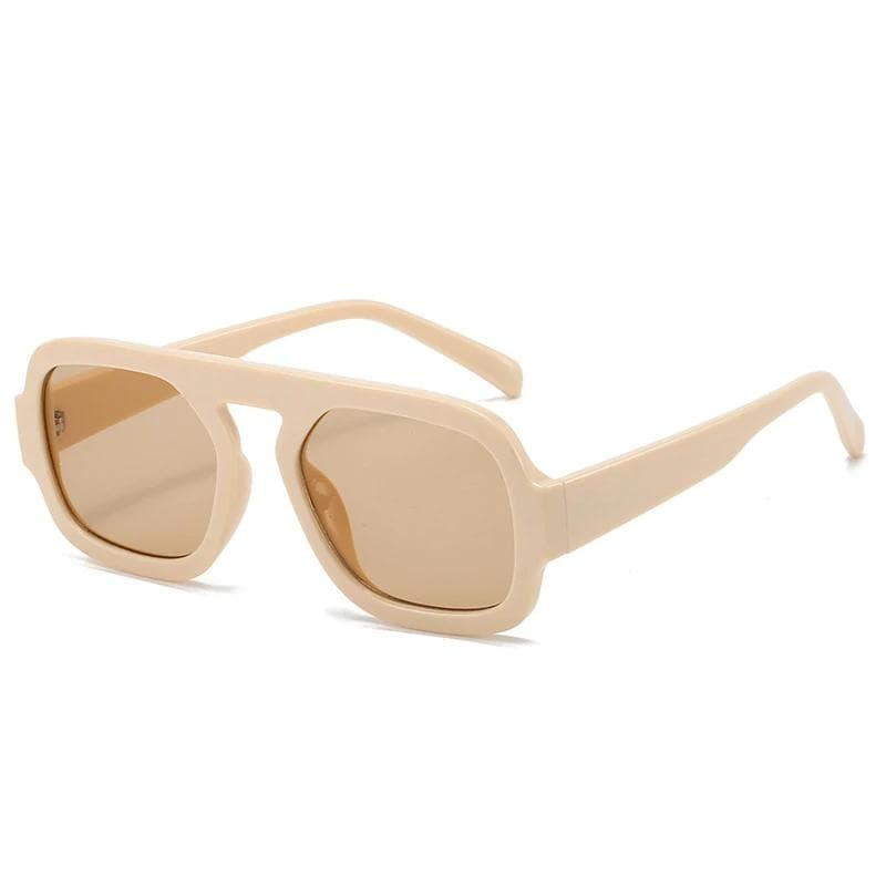 Retro Square Sunglasses UV400 Black Tea Color Fashion Shades for Women Men Outdoor Casual Trendy Sun Glasses