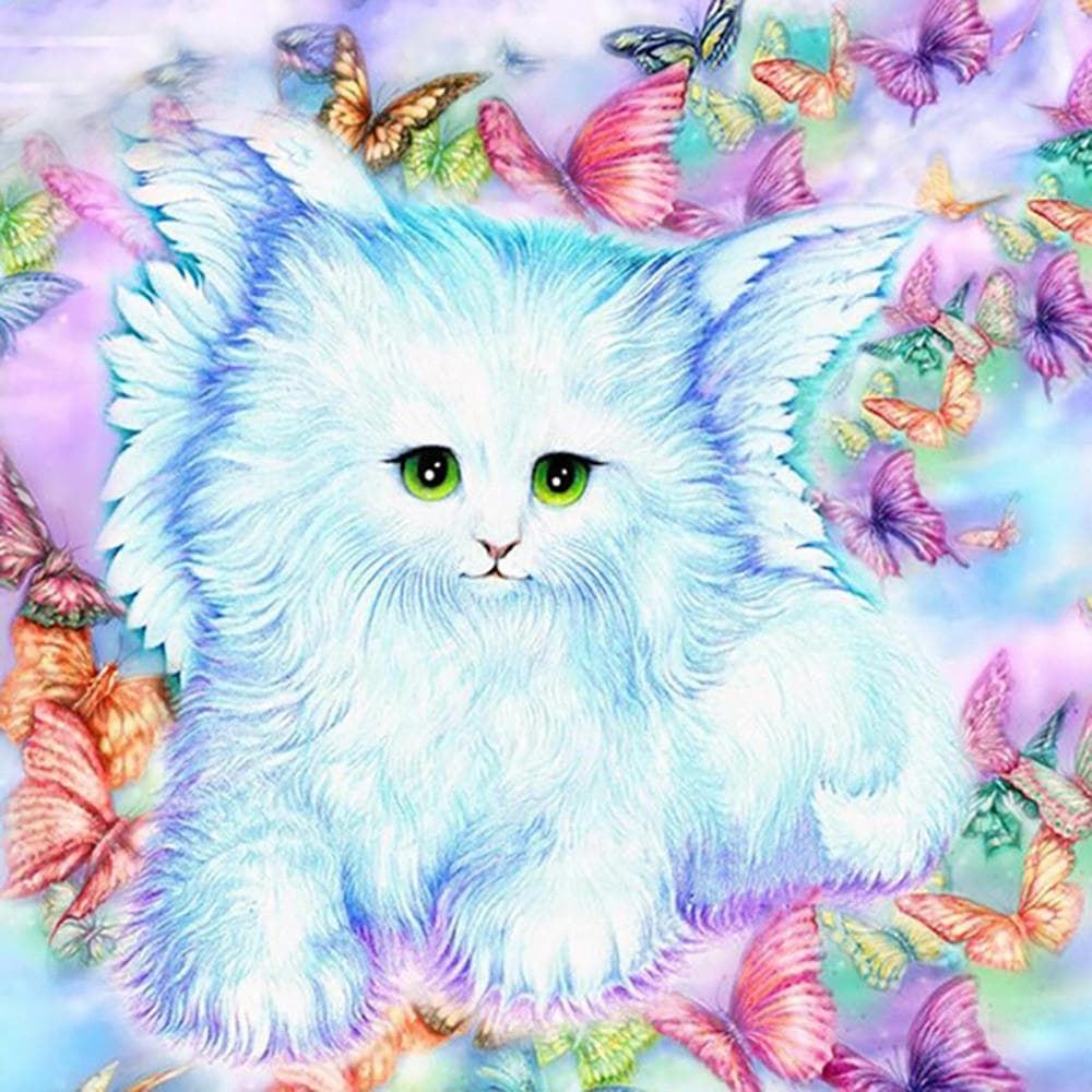 DIY 5D Full Diamond Painting Cross Stitch White-haired butterfly Mosaic Diamond Embroidery 30X30CM