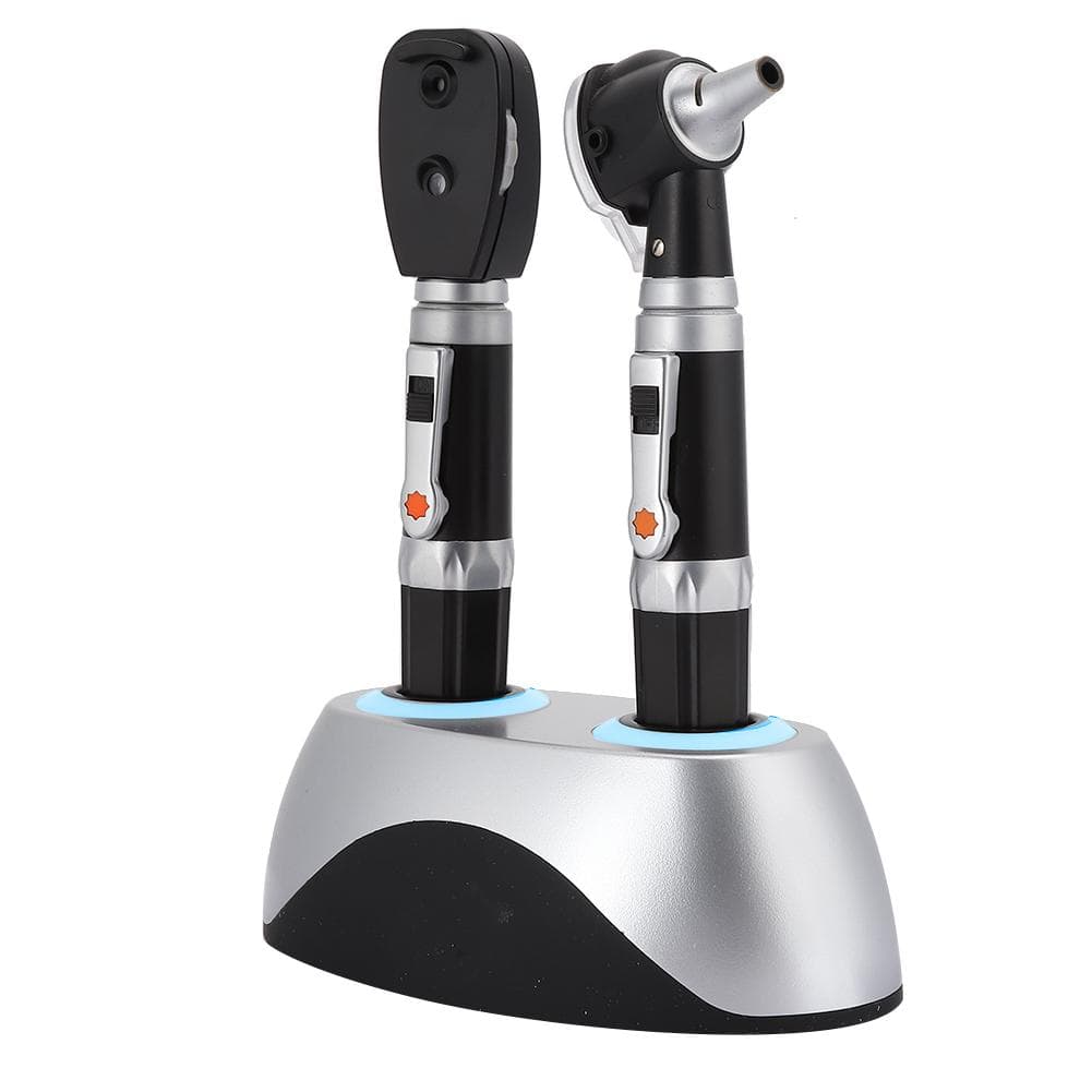 Double Hole Base Rechargeable Fiber Optic Ophthalmoscope Otoscope Ear Eye Examination Devices Tool EU PLUG