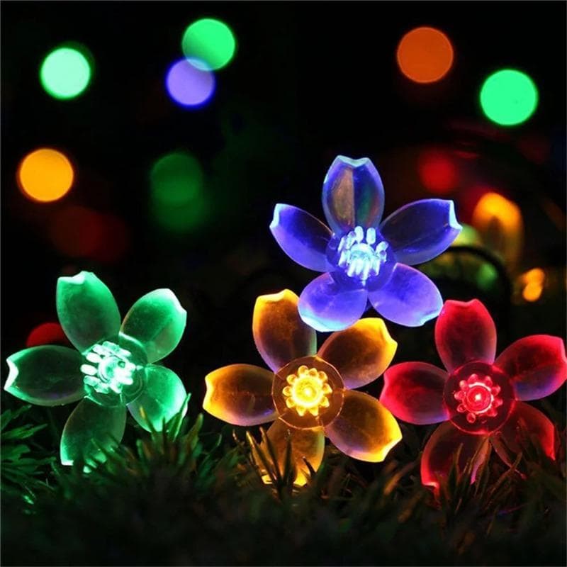 50 LED 7M solar light string anti narcissus female light cherry blossom Christmas wreath outdoor home garden decoration solar li 50LED colour