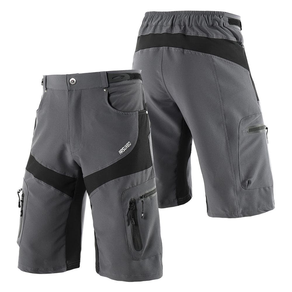 Men Cycling Shorts Quick Drying Breathable Outdoor Sports Running Bike Riding Casual Shorts with 6 Pockets XXL grey