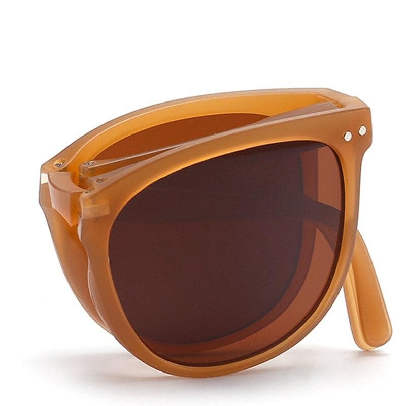 New Women's Fashion Folding Sunglasses UV400 Protect Retro Oval Glasses Lady Designer Brand