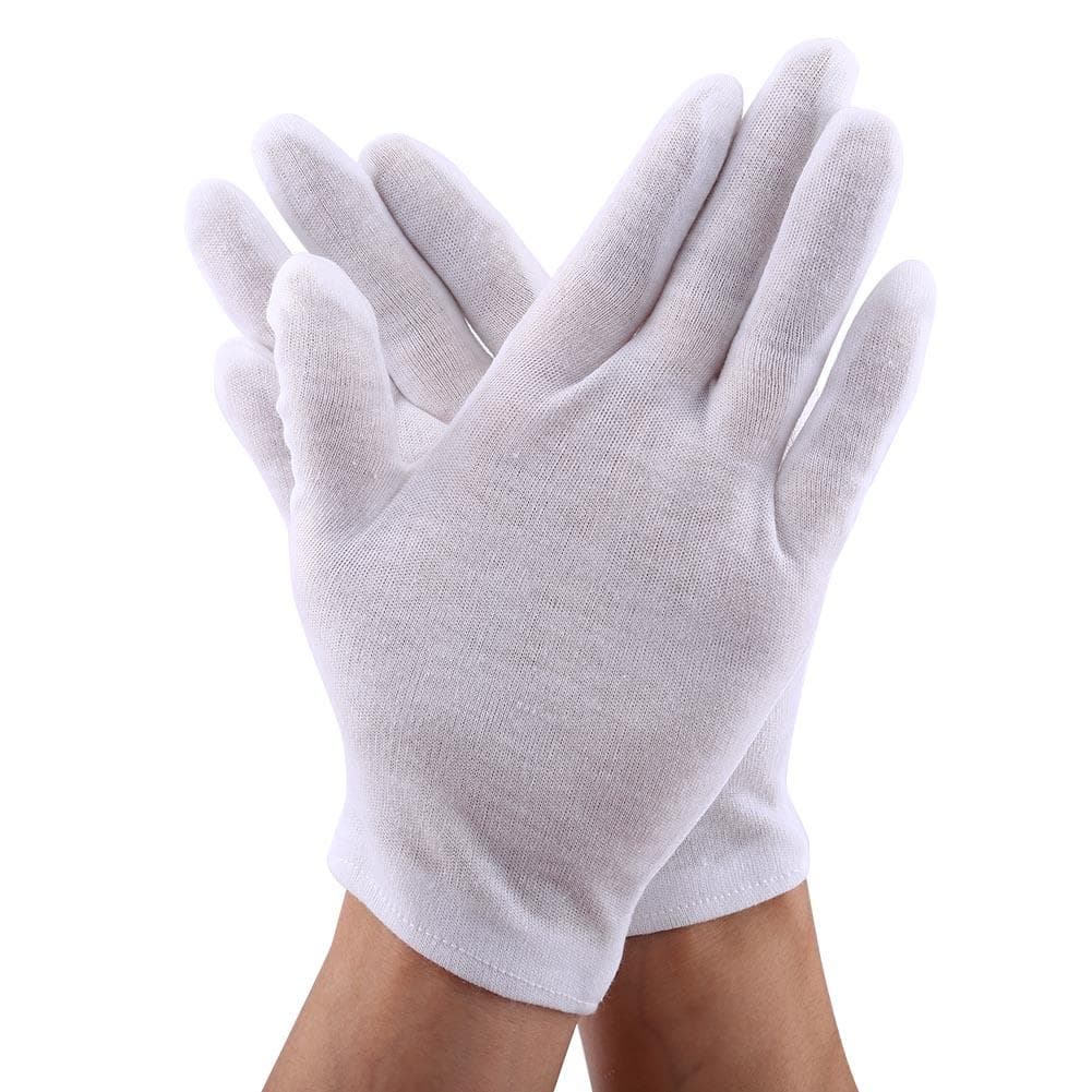 12 Pairs Practical White Cotton Work Safety Glove for Coin Jewelry Silver Inspection Protection