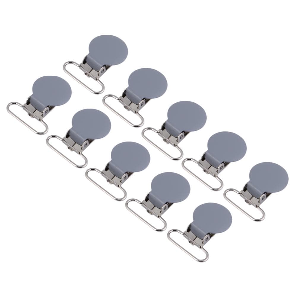 10Pcs 25mm Round Suspender Braces Pacifier Strap Holder Clip DIY Making Supplies(Gray) gray