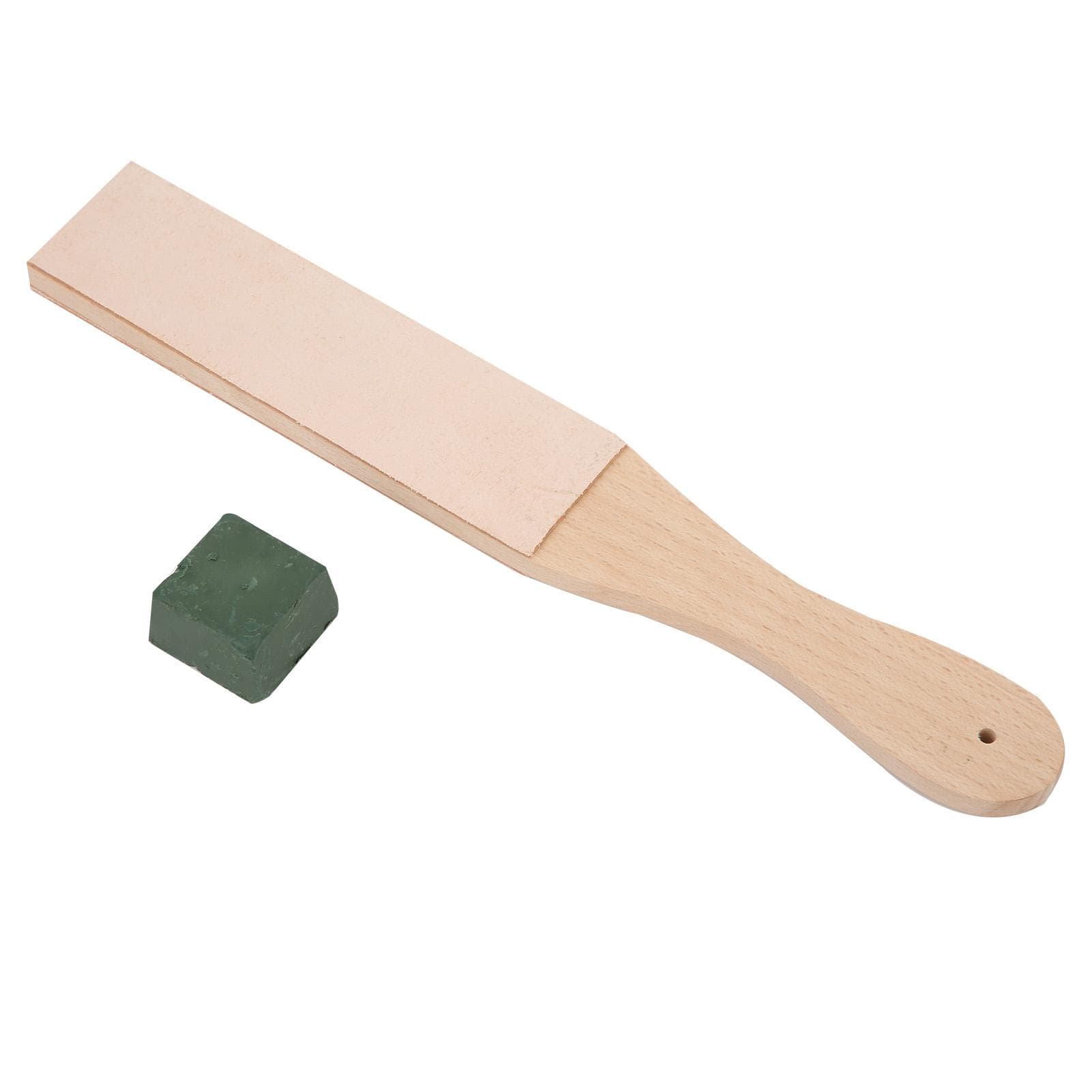 Leather Polish Sharpening Strop Dual Sided Wooden Grinding Board with Grind Paste