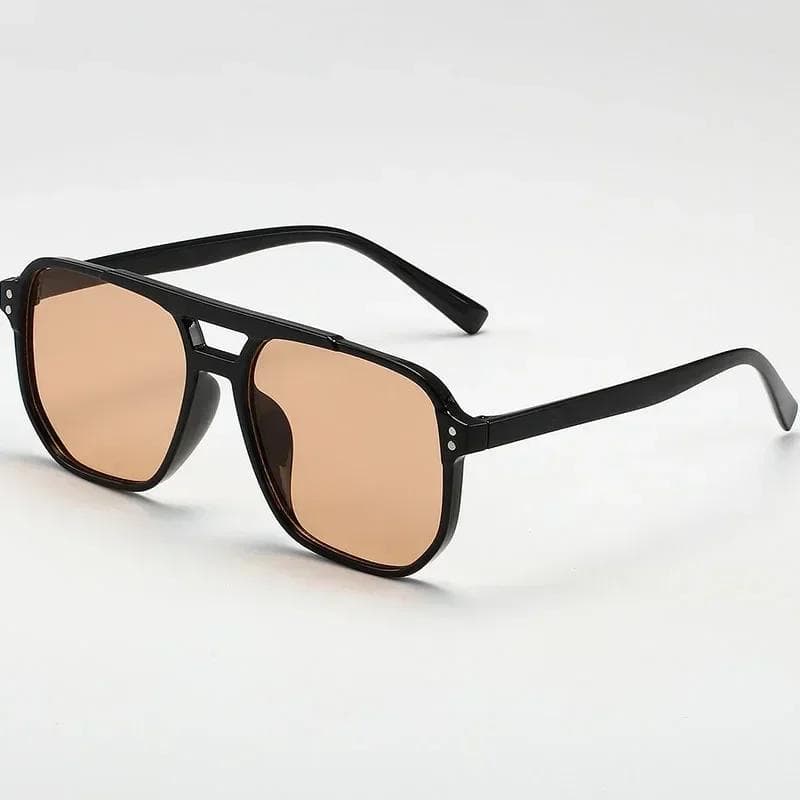 Outdoor Ocean Slice Double Beam Sunglasses Retro Jelly Color Women Square UV400 Eye Protection Goggles as picture