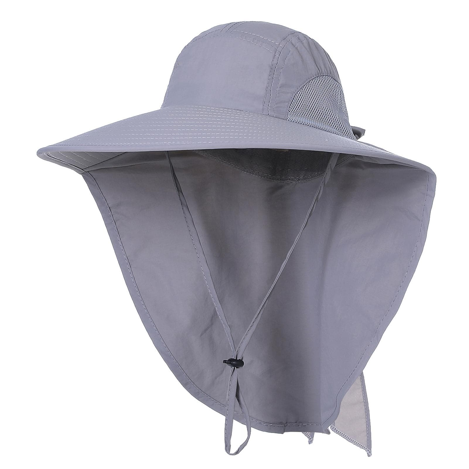 Women Wide Brim Sun Hat with Neck Flap for Travel Camping Hiking Boating Fishing grey