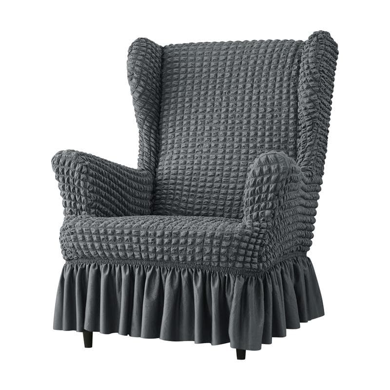 1PC Elastic Soild Color Wing Chair Covers Stretch Seersucker Armchair Cover Single Relax Wingback Sofa Cover Furniture Protector