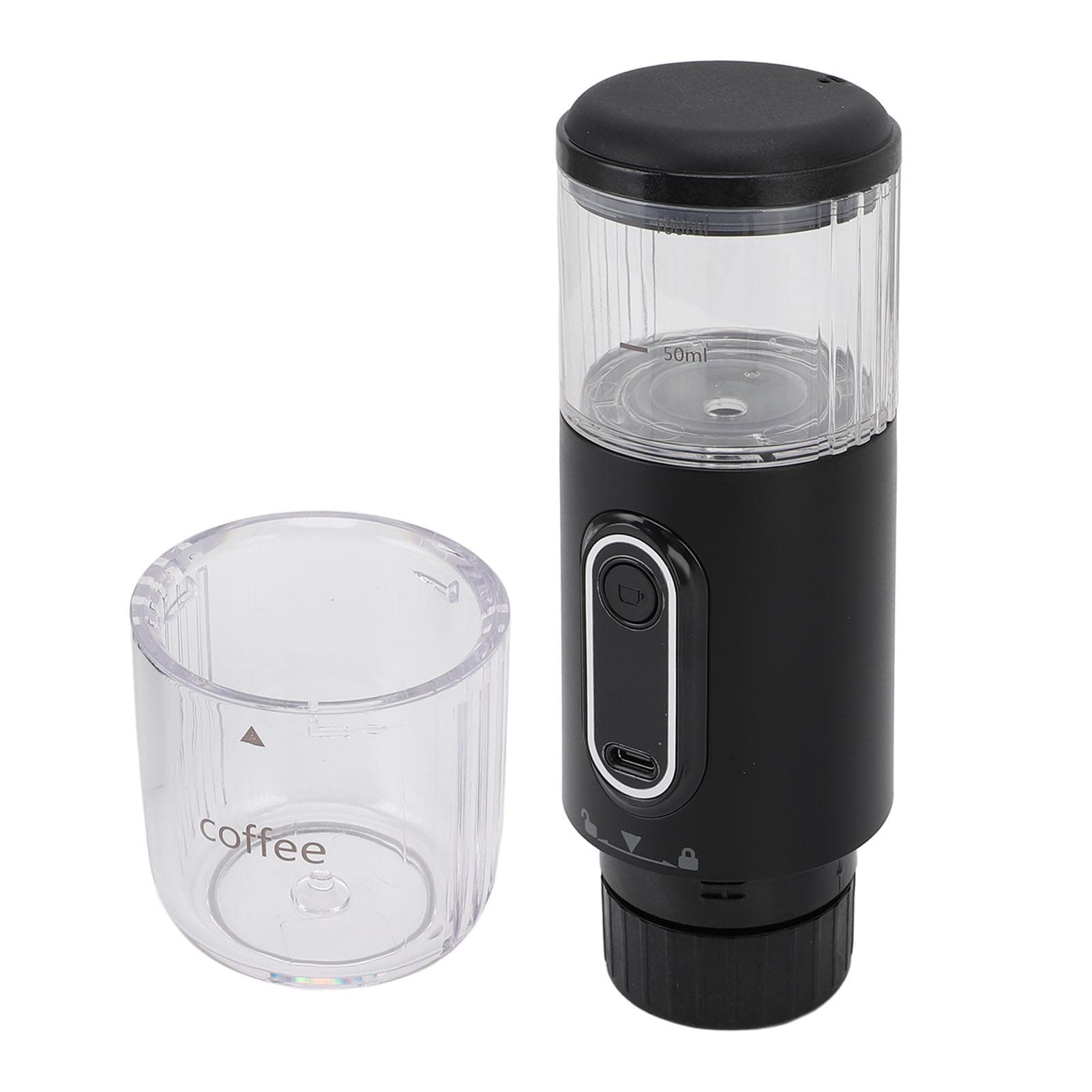 Portable Coffee Maker 100ml Type C Rechargeable Handheld Capsule Coffee Maker Machine for Outdoor black