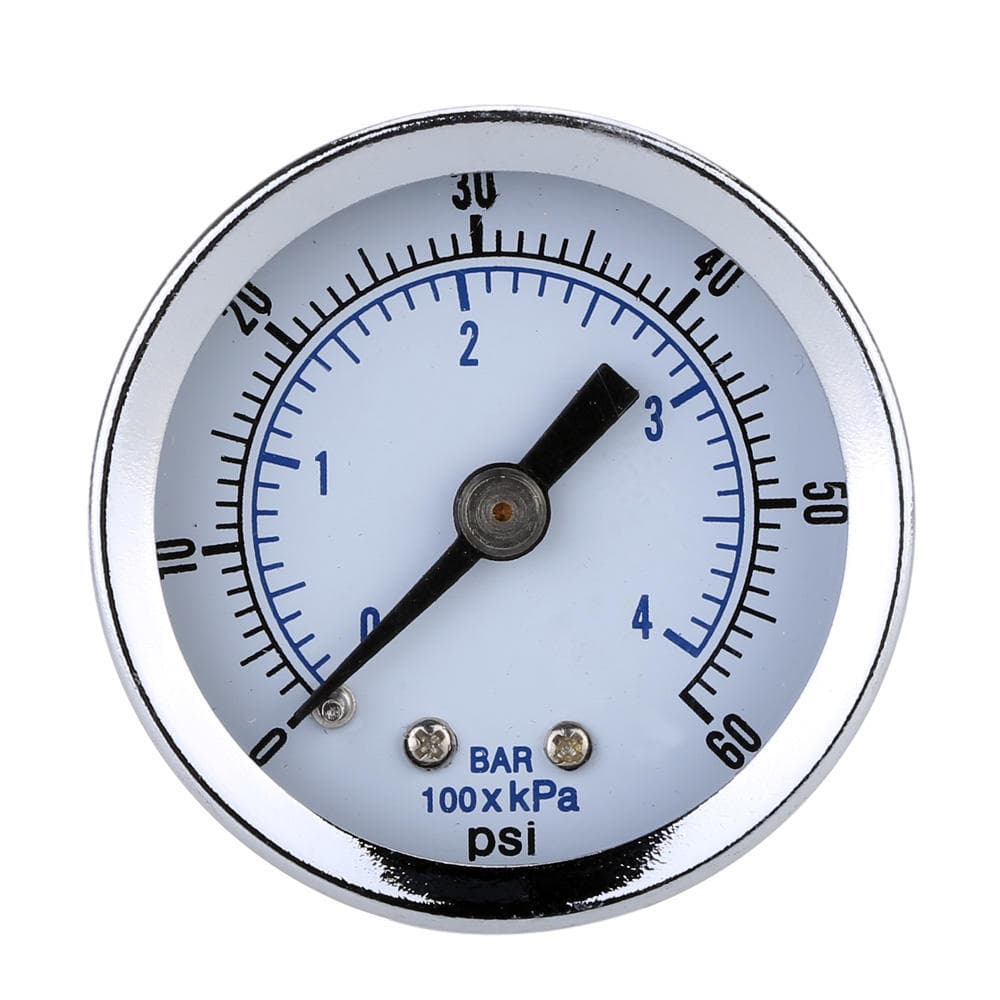 1/8  BSPT Air Compressor Hydraulic Pressure Gauge 0-60 PSI Back Mount 40mm Dial Plate black/silver