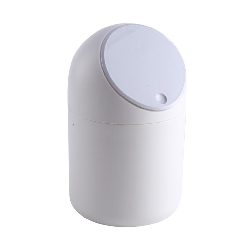 Desktop Trash Can Small Plastic Trash Bin with Lids Countertop Trash Can white
