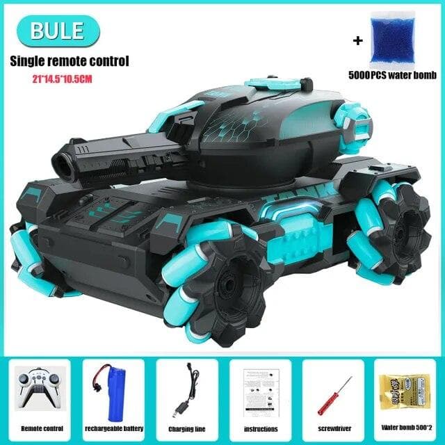 New 2.4G RC Car Children Toys for Kids 4WD Remote Control Car RC Tank Gesture Controlled Water Bomb Electric Armored Toys for Boys Gift Remote control blue
