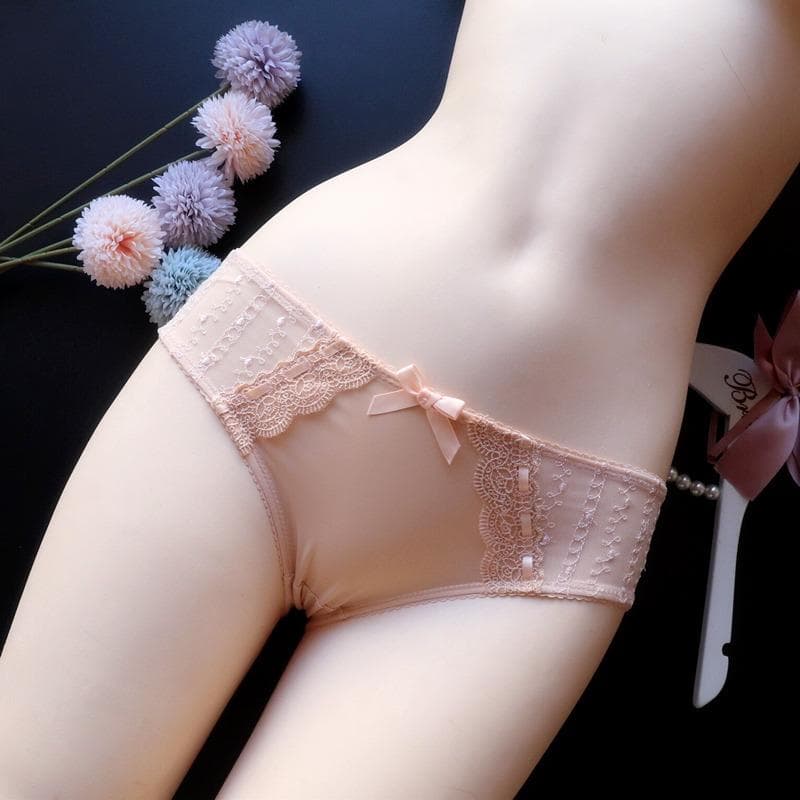 Vintage Embroidery Lace Underwear Cute Plus Size Women's Low-rise Panties Women's Hip Lift Ice Silk Breathable Women's Briefs L nude