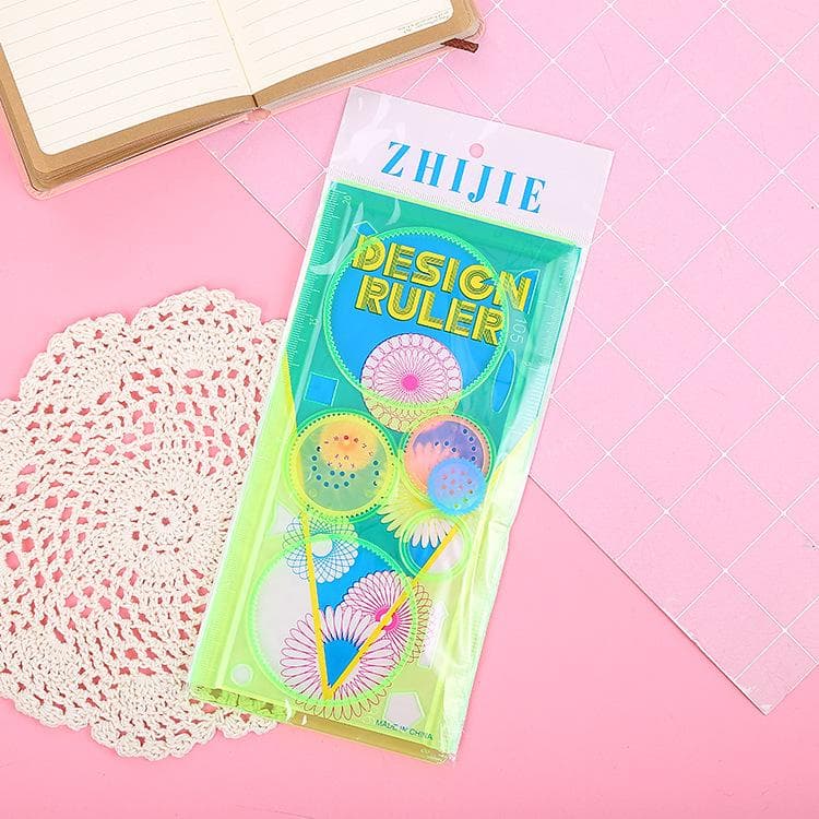 Children's Four-Color Kaleidoscope Drawing Board Ruler Set 20cm*10cm