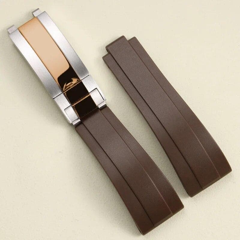 21 20mm Black Blue Brown Blue Rubber Watchband For Rolex Submariner DMT Daytona Strap Tape Delpoyment Clasp With Crown Logo 33 20mm with logo