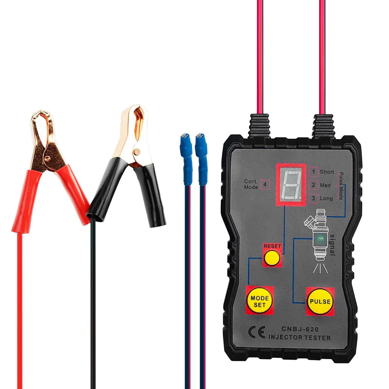 Auto Fuel Injector Tester 12V 4 Pulse Modes Vehicle Fuel Injector Pressure Tester DIY Car Analyzer black