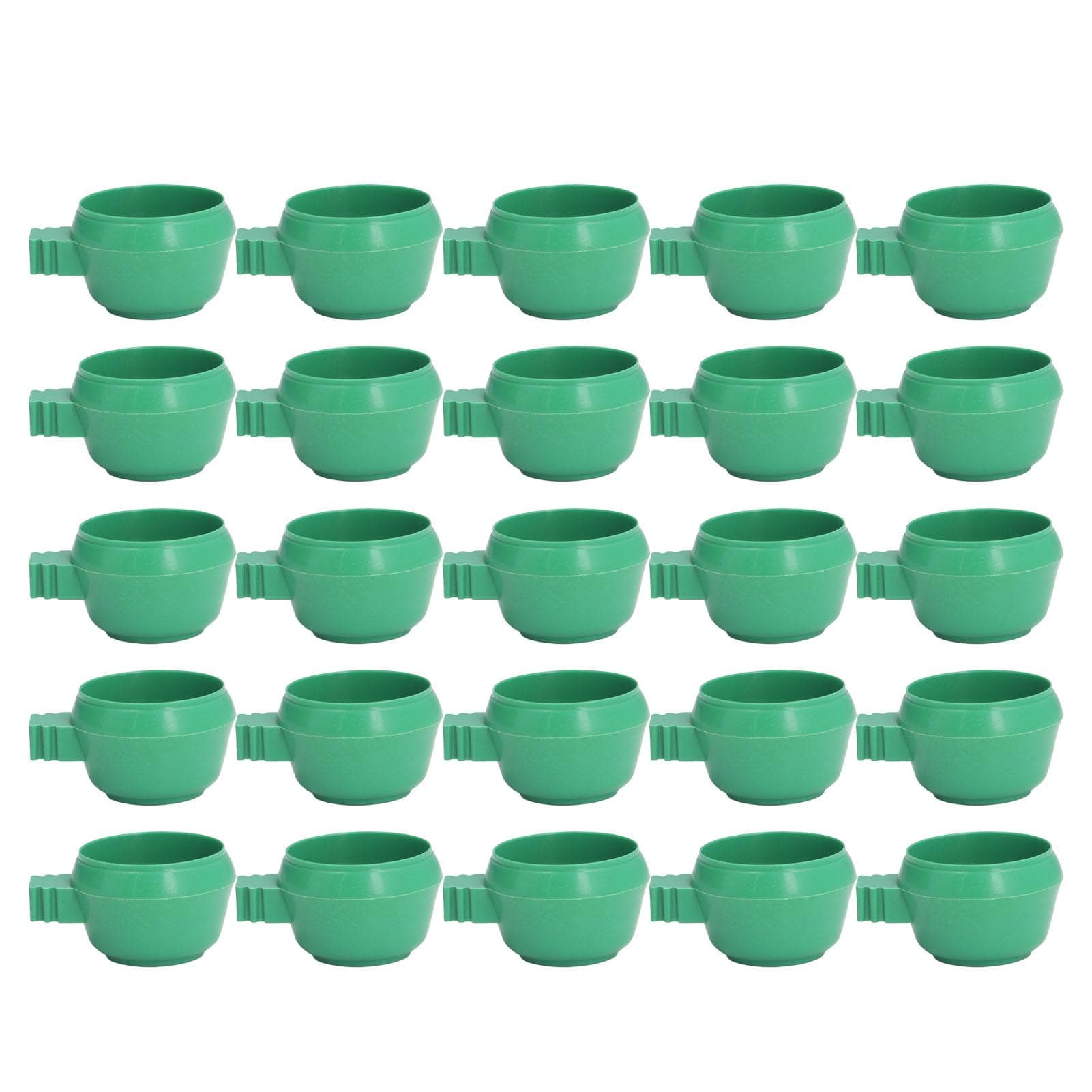 25Pcs Mini Bird Parrots Food Water Bowl Inlay Installation Round Green Parrots Small Food Water