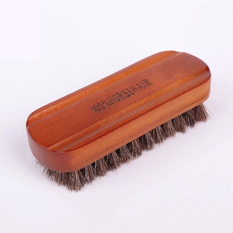 Horsehair Shoe Brush Polish Natural Leather Real Horse Hair Soft Polishing Tool Bootpolish Cleaning Brush For Suede Nubuck Boot brown