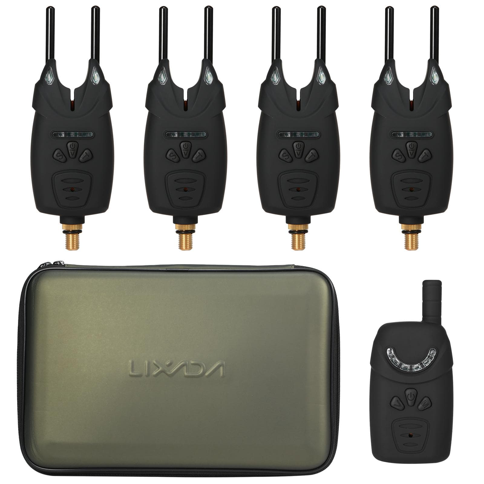 Electronic Fishing Alerts Bite Alarm LED Wireless Fishing Alarm Digital Fishing Receiver Sound black