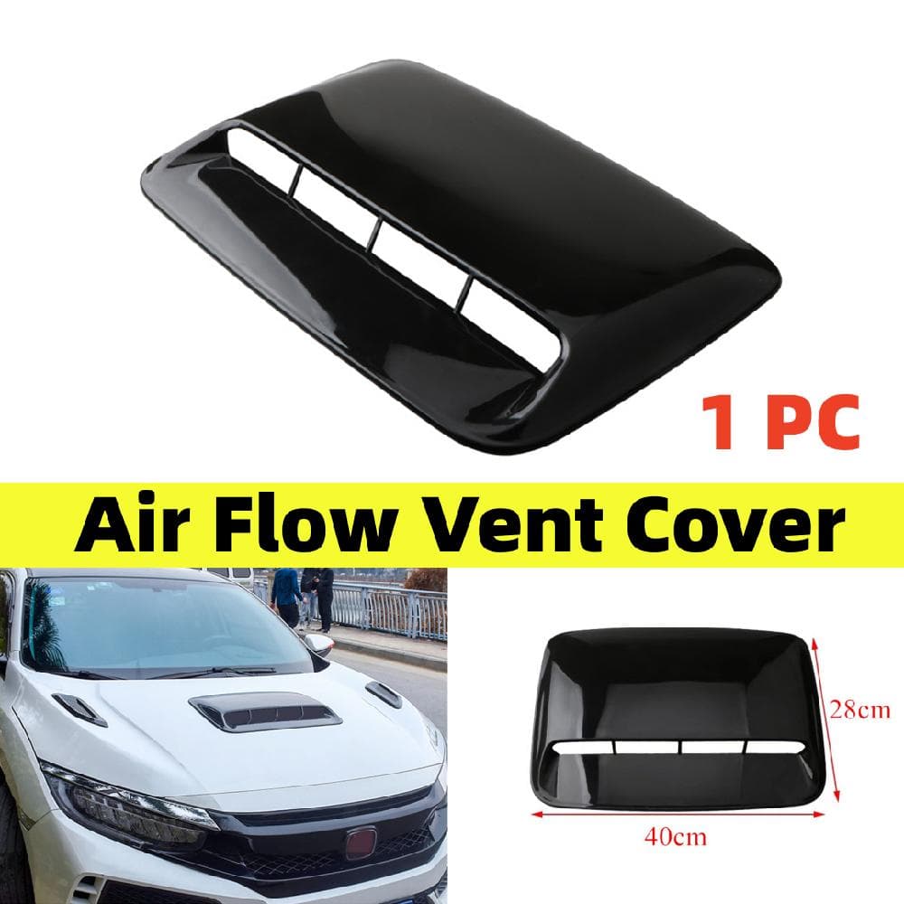 1x Glossy Black Car Air Flow Intake Hood Scoop Vent Bonnet Decor Cover Universal