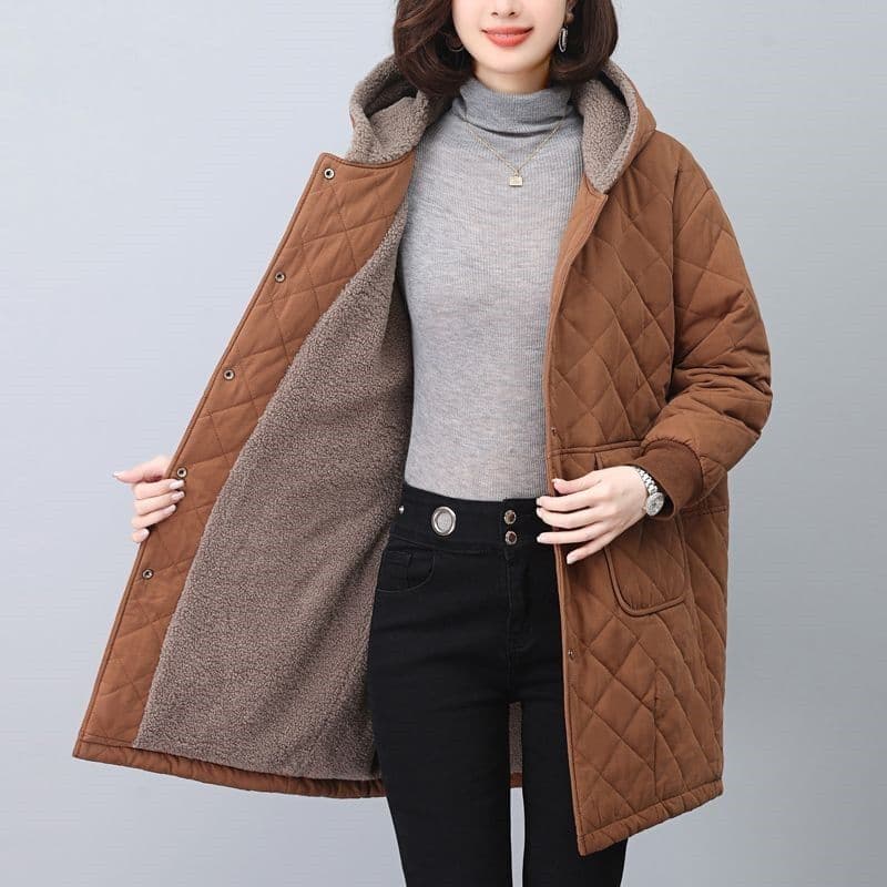 Plush Cotton Jacket Medium To Long Winter Loose Fit Oversized Thick and Warm Cotton Jacket 2XL orange