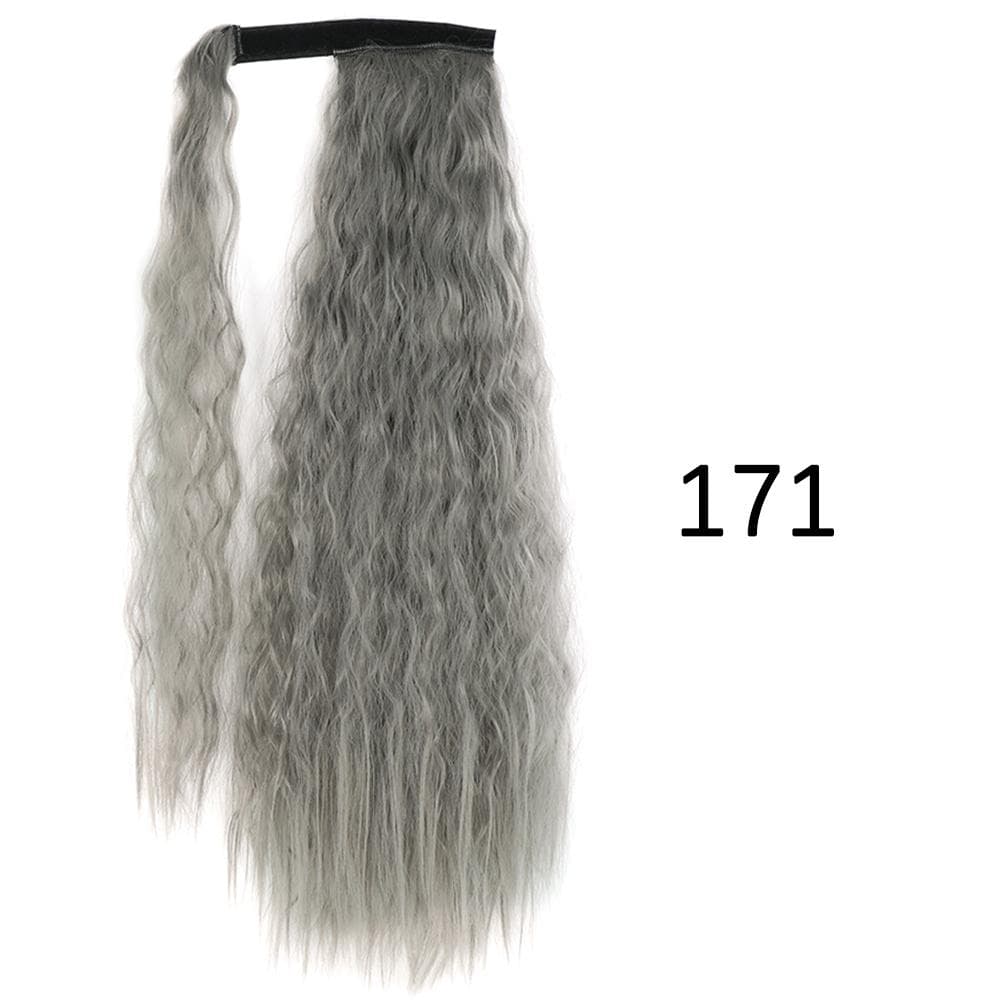 MISS WIG Synthetic Long Wavy Ponytail Hairpiece Natural Blonde Brown Wrap Around Hair Extensions for Women 55 cm