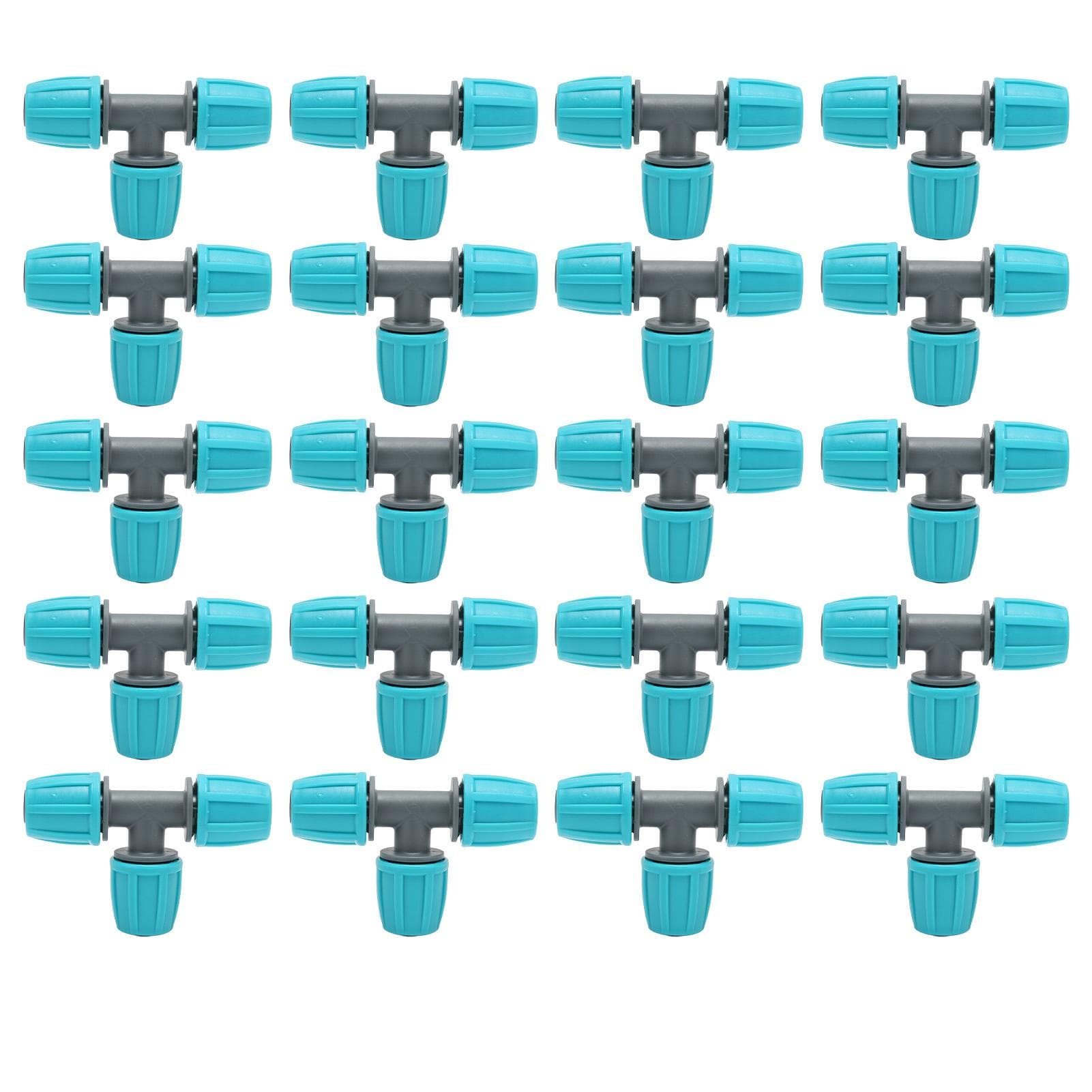20PCS 16mm Tee Pipe Connector PE Irrigation Tubing Tee for Greenhouses Gardens Agriculture 9.3x6CM
