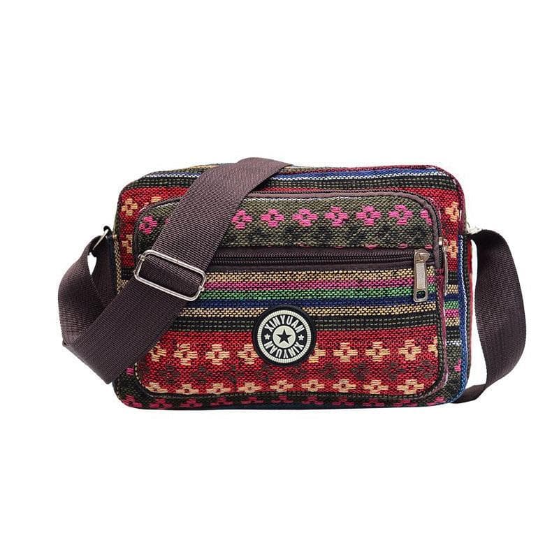 Multi Layer Messenger Bag Women 2024 Striped Canvas Single Bag Woman Mobile Phone Crossbody Bag Nylon Oxford Shoudler Bag red