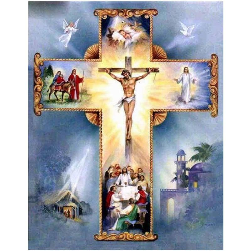 Full 5D Diy Diamond Painting Jesus Cross Embroidery Cross Stitch Home Decor Handmade Gift 40X50CM
