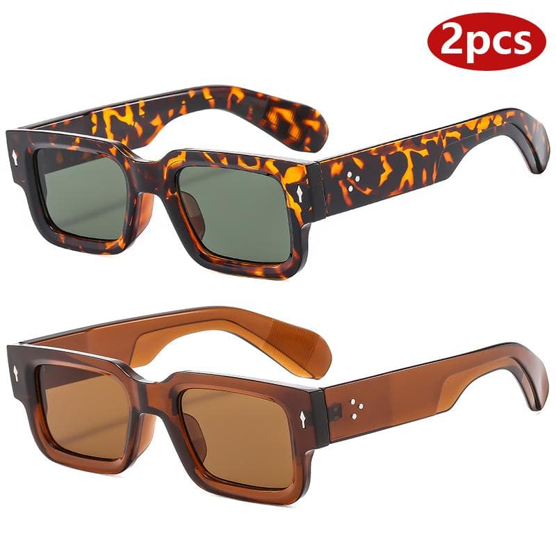 1/2pcs High Square Sunglasses Men's Punk Rectangle Retro Design UV400 Protection Rivet Glasses Fashion Sun Glasses