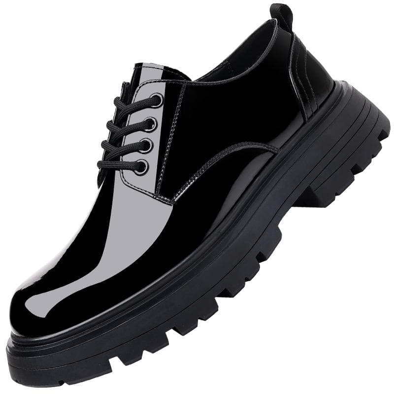 Fashionable British style men's leather shoes Classic Black Thick Bottom Versatile Style Wedding Party Office Elevated Shoes 38 black