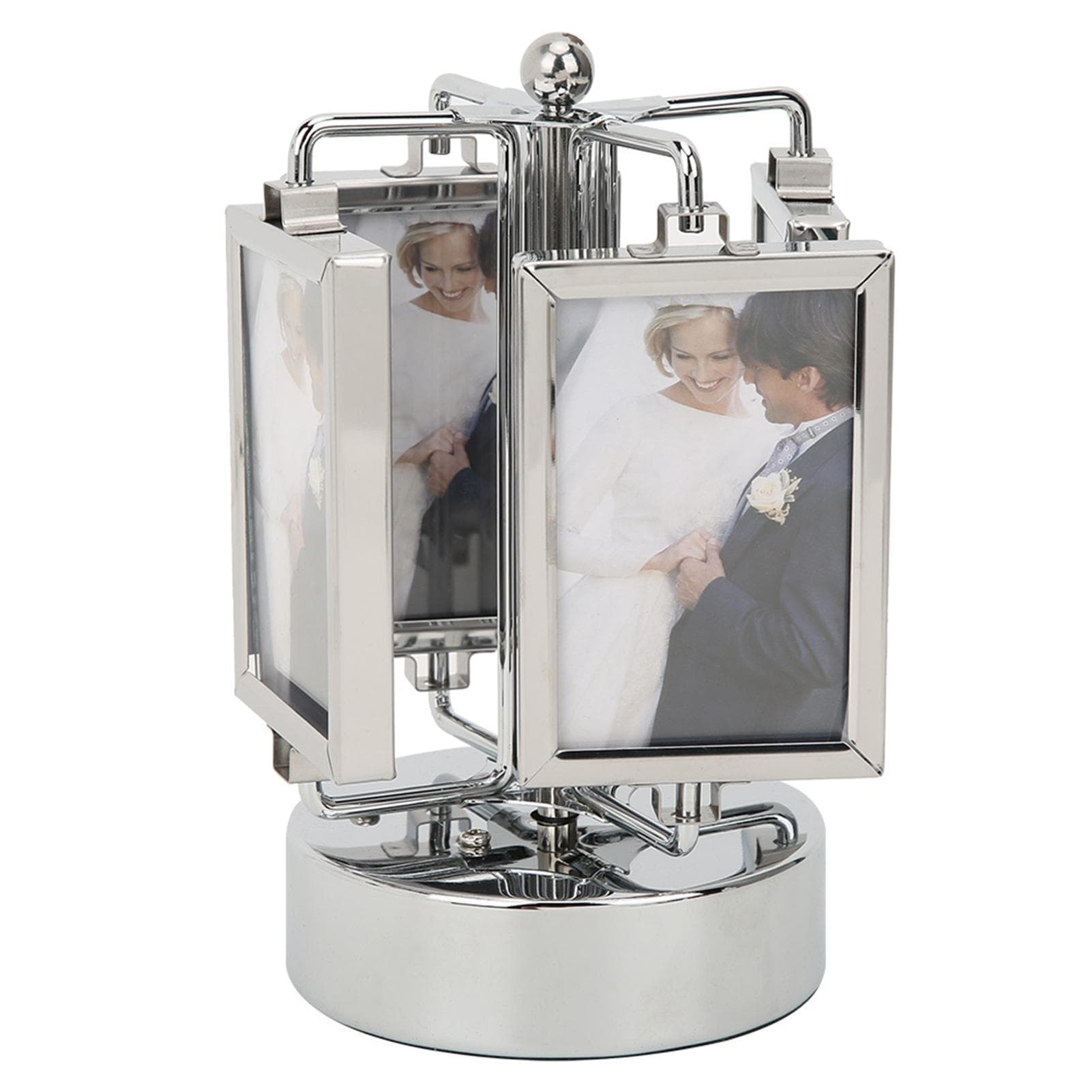 Rotating Music Box Photo Picture Frame Home Living Room Bedroom Decoration for 3x2in Photo