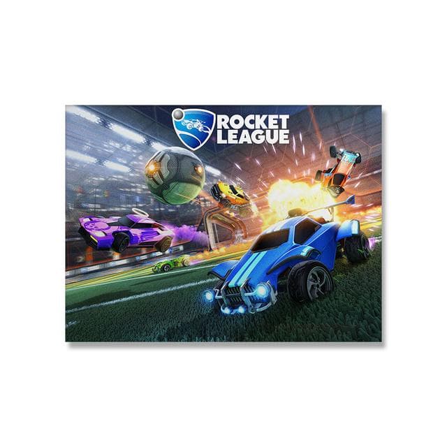 Rocket League Game Poster Room Decor Video Game Neon Car Prints Wall Art Modern Boy Room Living Room Home Decor Canvas Painting 40X60cm No Frame