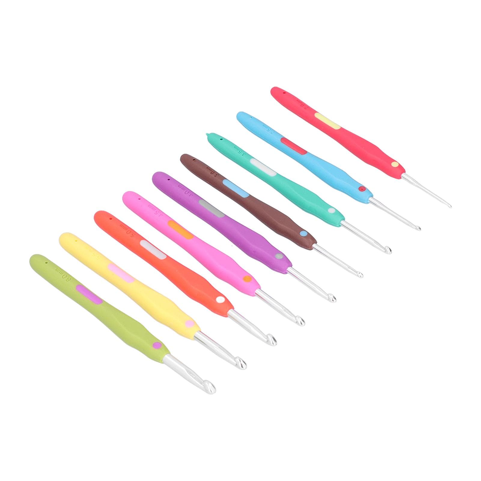9Pcs Crochet Hooks TPR Ergonomic Soft Handle Easy Identification Wide Application Crochet Needle